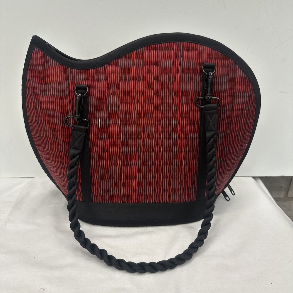 Saraye Kiri Wave Tatami Red Black Shoulder Bag Handmade of Cambodia